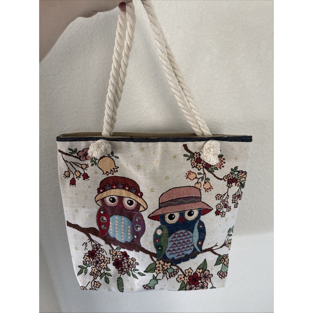 Unique Owl Embroidered Colorful Tote Bag